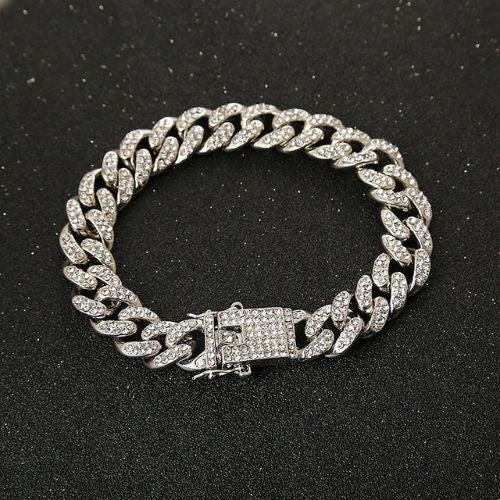 collier pour chien couleur argent diamants