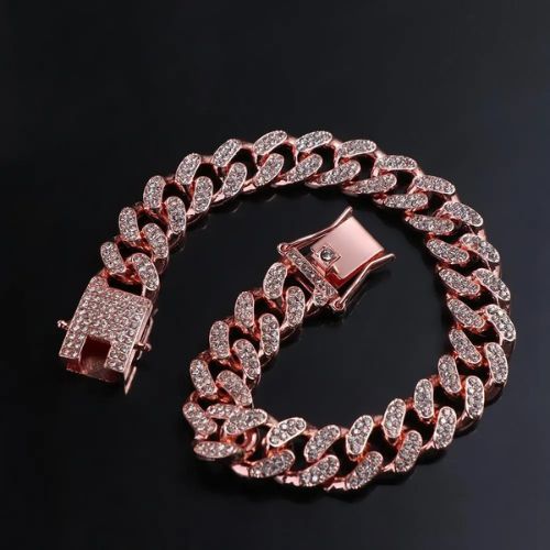 collier pour chien couleur or rose diamants