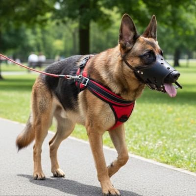 Muselière pour chien​ berger allemand promenade parc