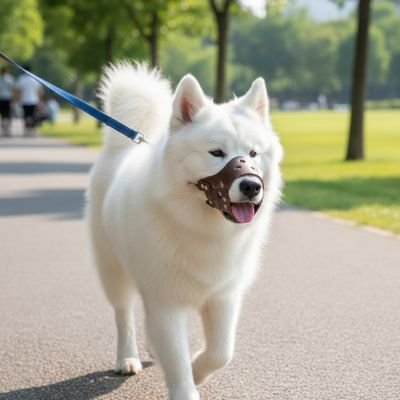 Muselière pour chien​ canin blanc promenade arbres