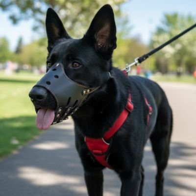 Muselière pour chien​ canin noir maitre