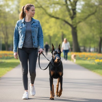 Muselière pour chien​ femme doberman promenade