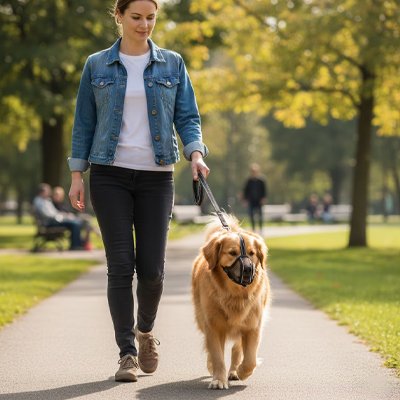 Muselière pour chien​ golden parc avec maitresse