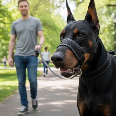 Muselière pour chien​ homme dorberman parc