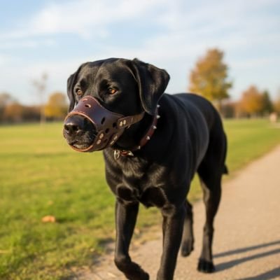 Muselière pour chien​ labrador noir promenade sentier