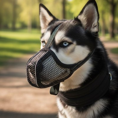 Muselière pour chien​ malamute noir blanc