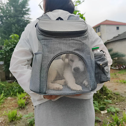 sac-a-dos-pour-chien-gris-avec-filet