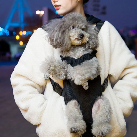 sac de transport pour chien noir caniche gris femme